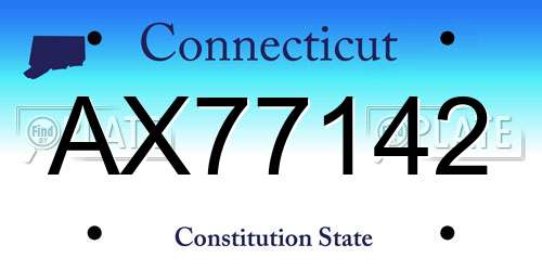 AX77142 Connecticut License Plate