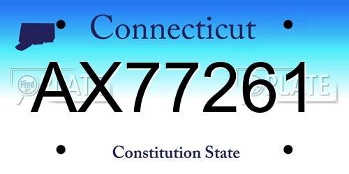 AX77261 Connecticut License Plate