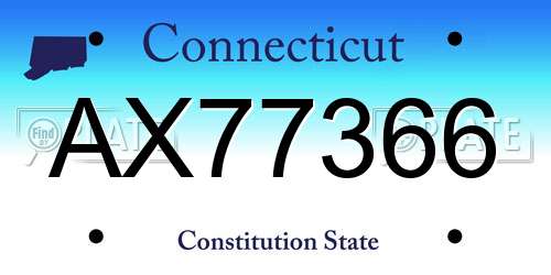 AX77366 Connecticut License Plate