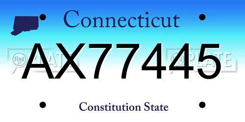 AX77445 Connecticut License Plate