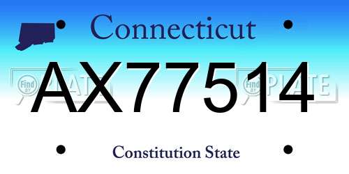 AX77514 Connecticut License Plate