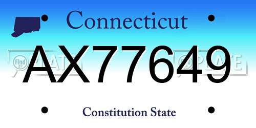 AX77649 Connecticut License Plate