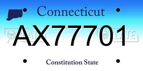 AX77701 Connecticut License Plate