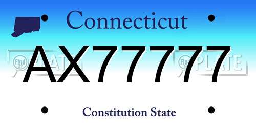 AX77777 Connecticut License Plate