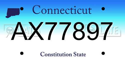 AX77897 Connecticut License Plate