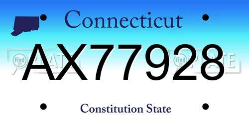 AX77928 Connecticut License Plate
