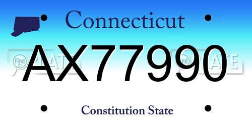 AX77990 Connecticut License Plate
