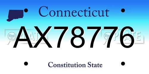 AX78776 Connecticut License Plate
