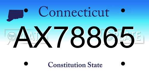 AX78865 Connecticut License Plate