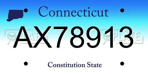 AX78913 Connecticut License Plate