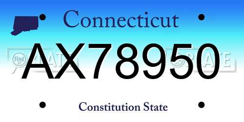 AX78950 Connecticut License Plate