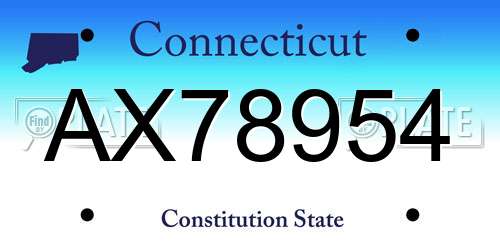 AX78954 Connecticut License Plate