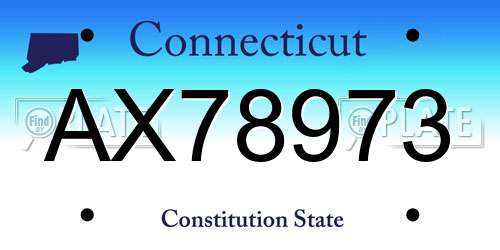 AX78973 Connecticut License Plate