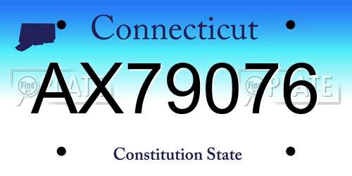 AX79076 Connecticut License Plate