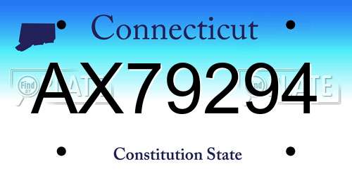AX79294 Connecticut License Plate