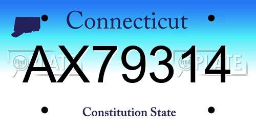 AX79314 Connecticut License Plate