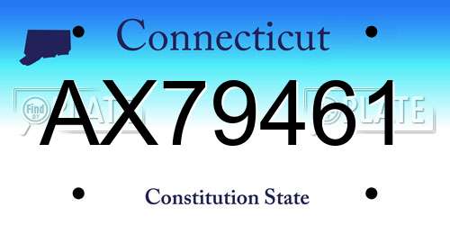 AX79461 Connecticut License Plate
