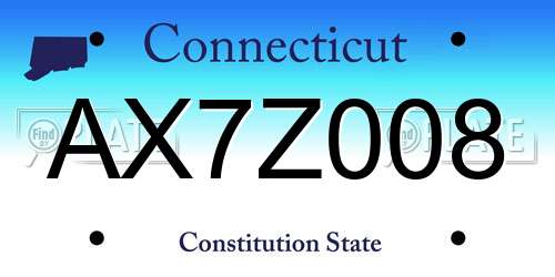 AX7Z008 Connecticut License Plate