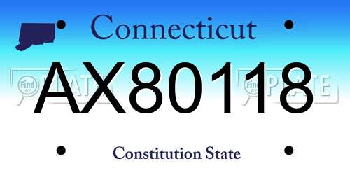 AX80118 Connecticut License Plate