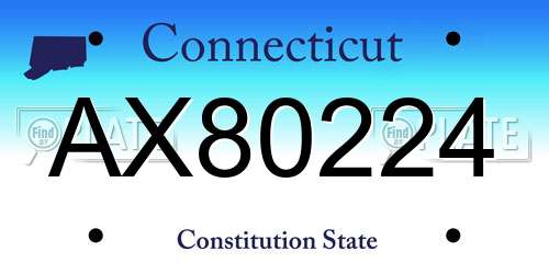 AX80224 Connecticut License Plate