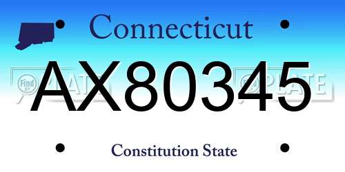 AX80345 Connecticut License Plate