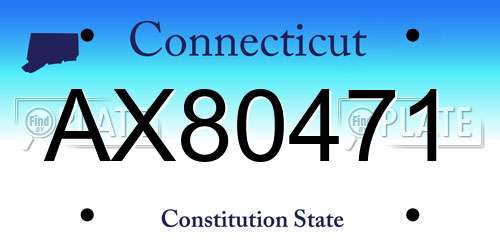 AX80471 Connecticut License Plate