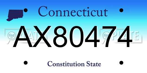 AX80474 Connecticut License Plate