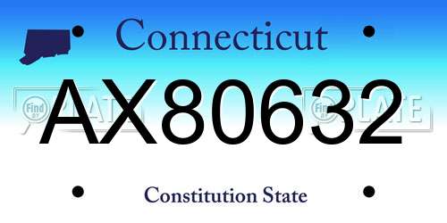 AX80632 Connecticut License Plate