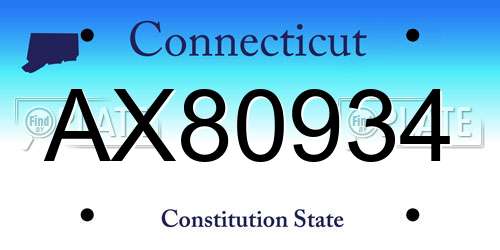 AX80934 Connecticut License Plate
