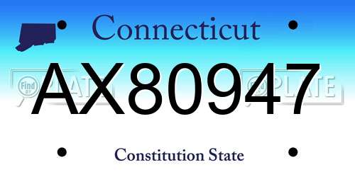 AX80947 Connecticut License Plate