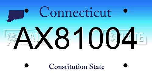 AX81004 Connecticut License Plate
