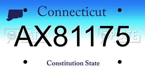 AX81175 Connecticut License Plate