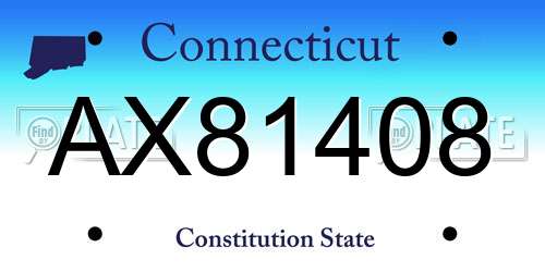 AX81408 Connecticut License Plate