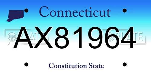 AX81964 Connecticut License Plate