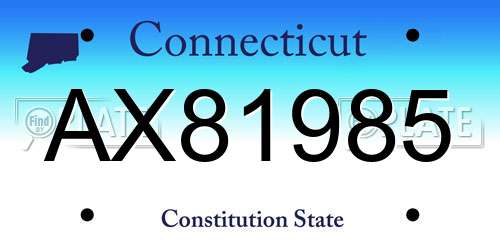 AX81985 Connecticut License Plate