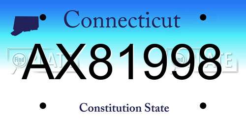 AX81998 Connecticut License Plate