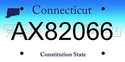 AX82066 Connecticut License Plate