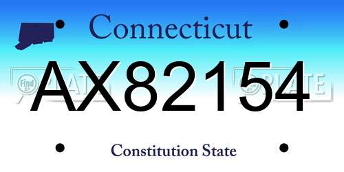 AX82154 Connecticut License Plate