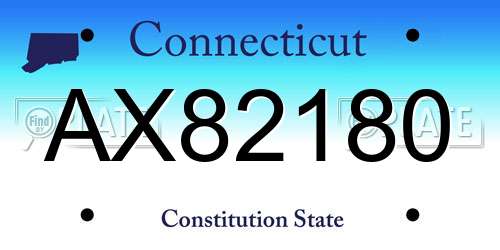 AX82180 Connecticut License Plate