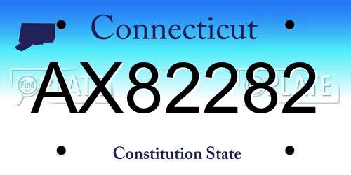 AX82282 Connecticut License Plate