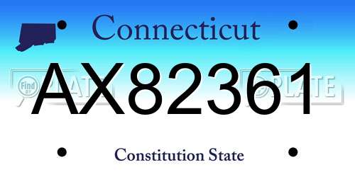 AX82361 Connecticut License Plate