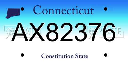 AX82376 Connecticut License Plate