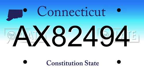 AX82494 Connecticut License Plate