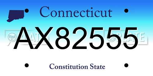 AX82555 Connecticut License Plate