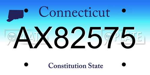 AX82575 Connecticut License Plate