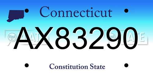 AX83290 Connecticut License Plate
