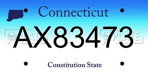 AX83473 Connecticut License Plate