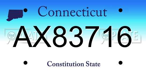 AX83716 Connecticut License Plate