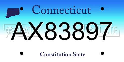 AX83897 Connecticut License Plate