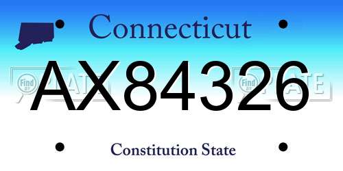 AX84326 Connecticut License Plate